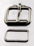  Two one inch solid stainless steel roller buckles and two solid stainless steel belt keepers